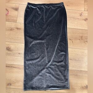 Misguided Y2K Velvet Metallic-Sheen Dark Gray Straight Maxi Skirt US12